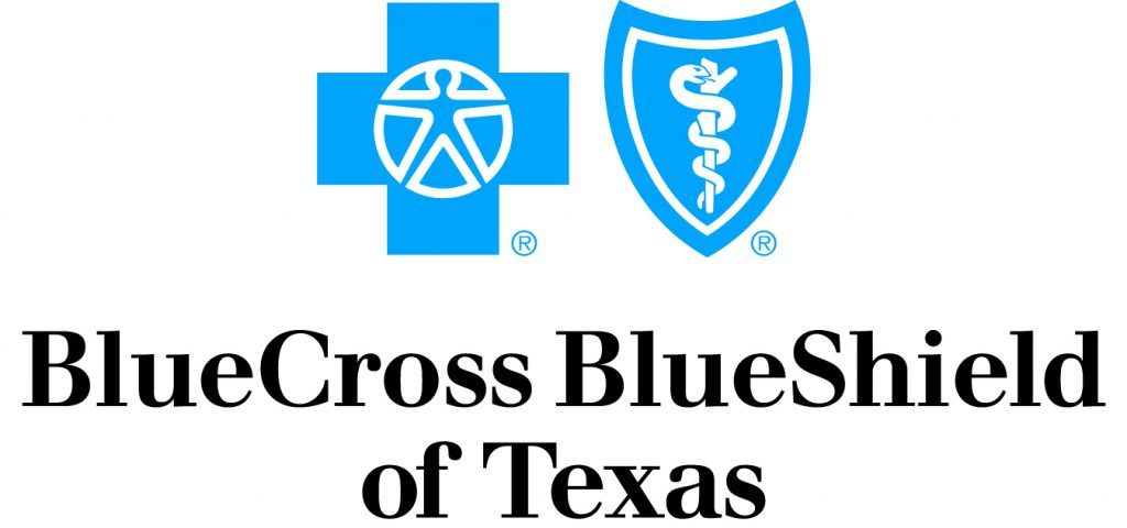 The blue cross blue shield of texas logo has a blue cross and a medical symbol on it.