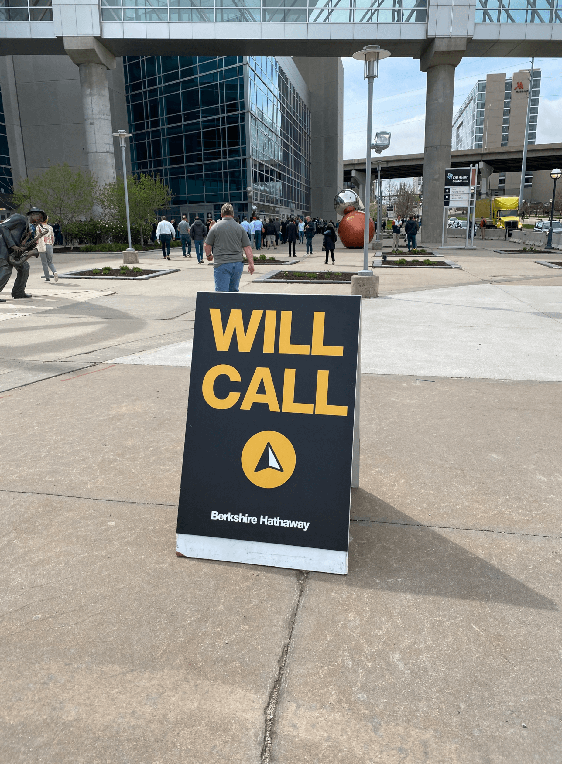 Directional sign to the Will Call desk at the CHI Health Center in Omaha