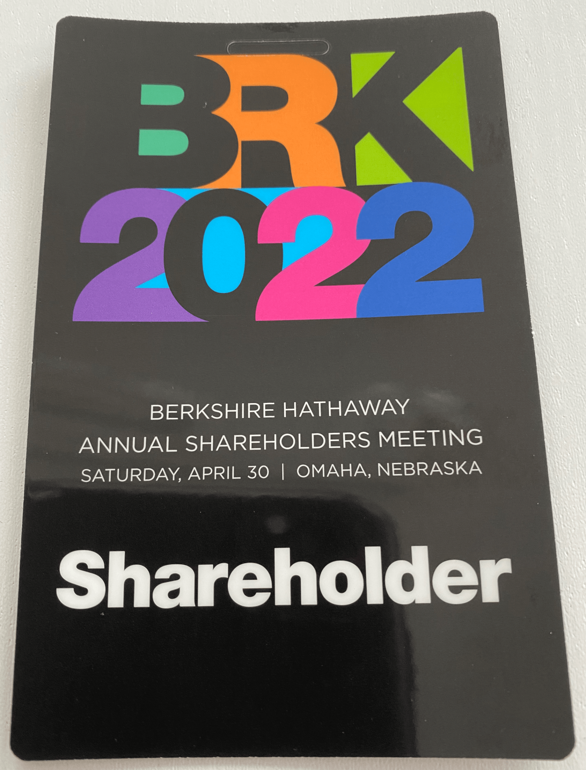 Admission Pass (Credentials) Berkshire Hathaway Annual Shareholder Meeting 2022