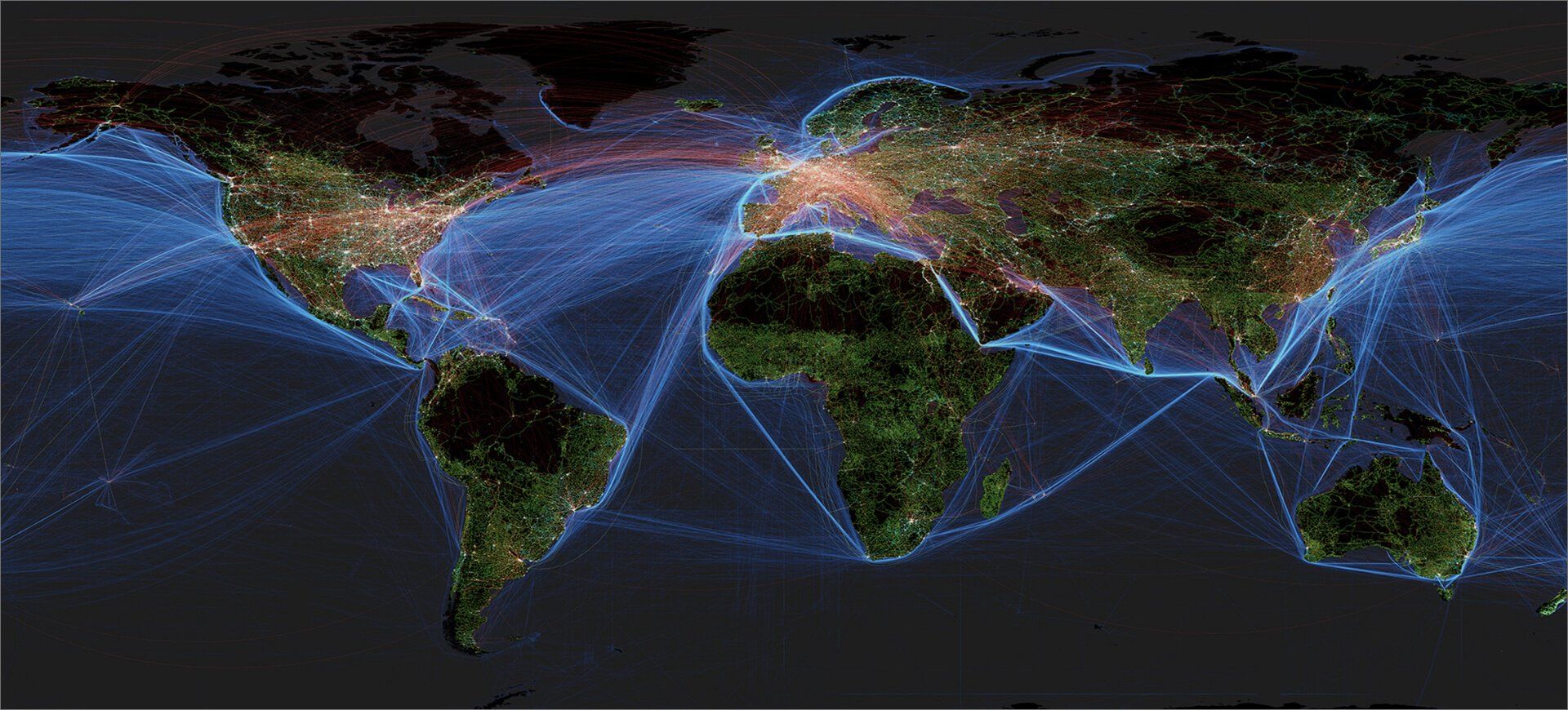 Weltkarte mit Handels- und Transportrouten weltweit