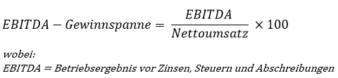 Abbildung der Formel zur Berechnung der EBITDA-Gewinnspanne