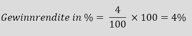 Abbildung des Beispiels zur Berechnung der Gewinnrendite in Prozent.