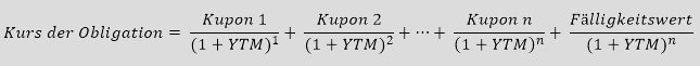 Abbildung der Formel zur Berechnung des  yield to maturity (ytm)