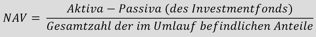 Abbildung der Formel zur Berechnung des Nettoinventarwerts.