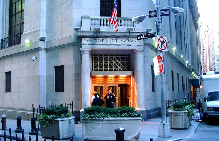 Foto des Eingangs NYSE, 11 Wall Street, Manhattan, New York