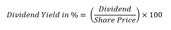 Abbildung der Formel zur Berechnung der Dividendenrendite in Prozent.