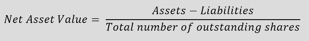 Illustration of the formula for calculating the net asset value.
