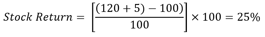 Abbildung der Formel zur Berechnung der Aktienrendite im Beispiel.