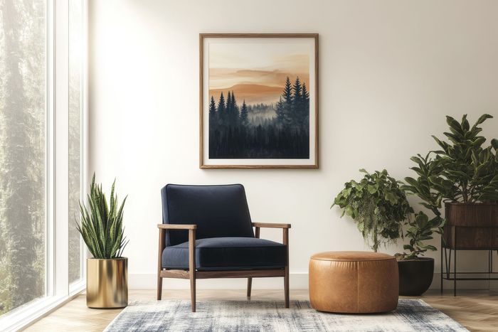 blue chair in a room