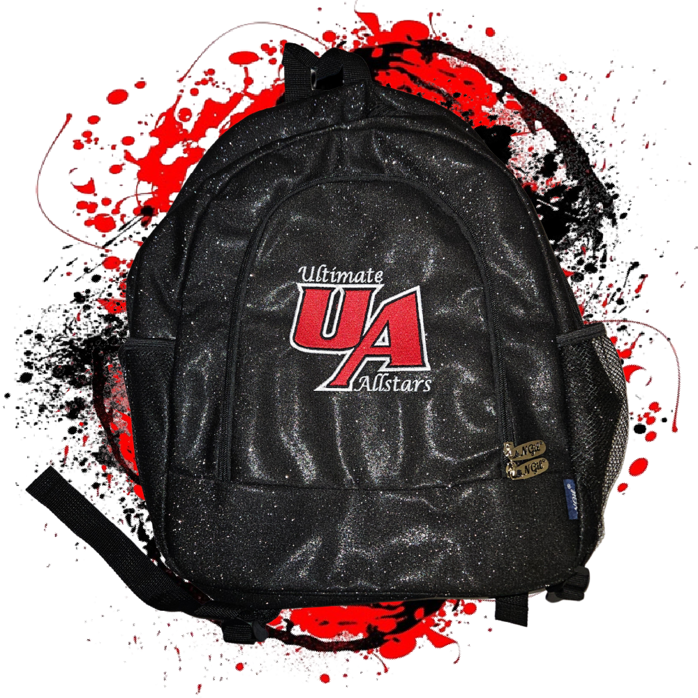 A black backpack that says ultimate allstars on it
