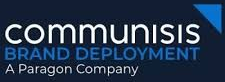Logo for Communisis Brand Deployment, a Paragon Company, with white text on a blue background.