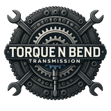 A logo for torque n bend transmission with gears and wrenches