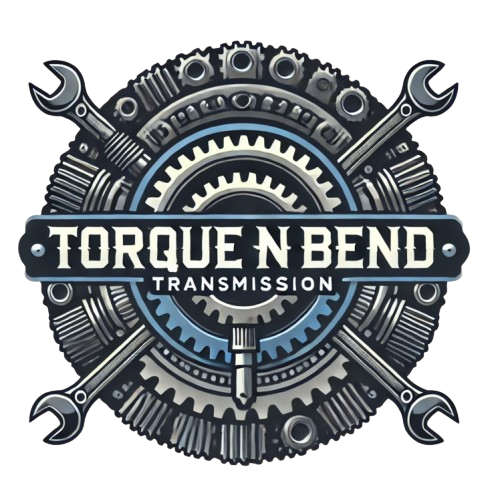 A logo for torque n bend transmission with gears and wrenches