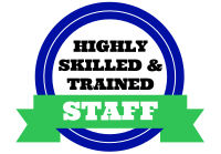 A highly skilled and trained staff badge with a green ribbon.