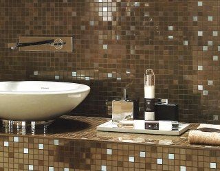 rivestimenti bagno con mosaico color bronzo