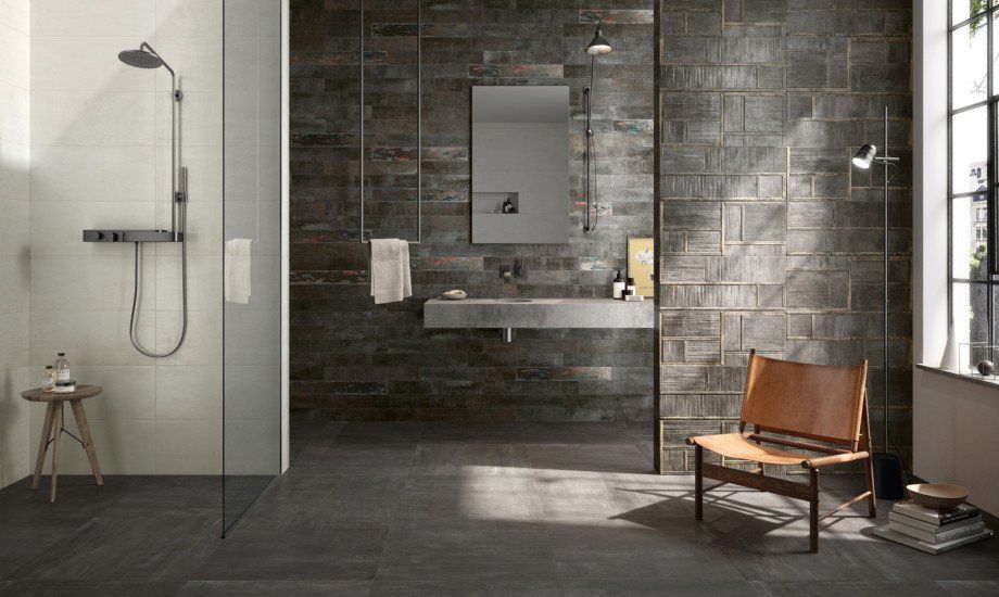rivestimenti bagno in ceramica sui toni del grigio
