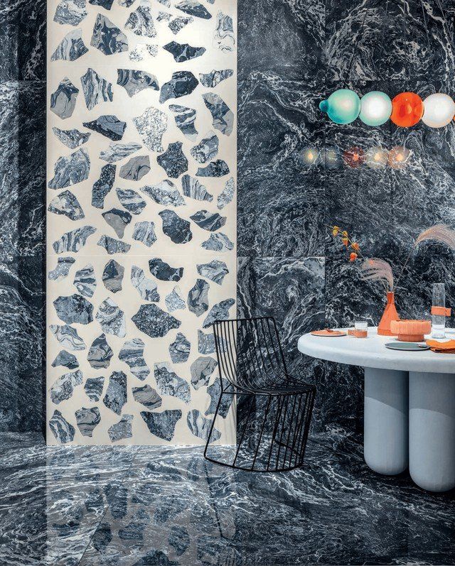rivestimenti effetto marmo blu in ceramica