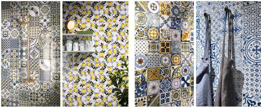mattonelle in ceramica con pattern colorati per rivestimenti