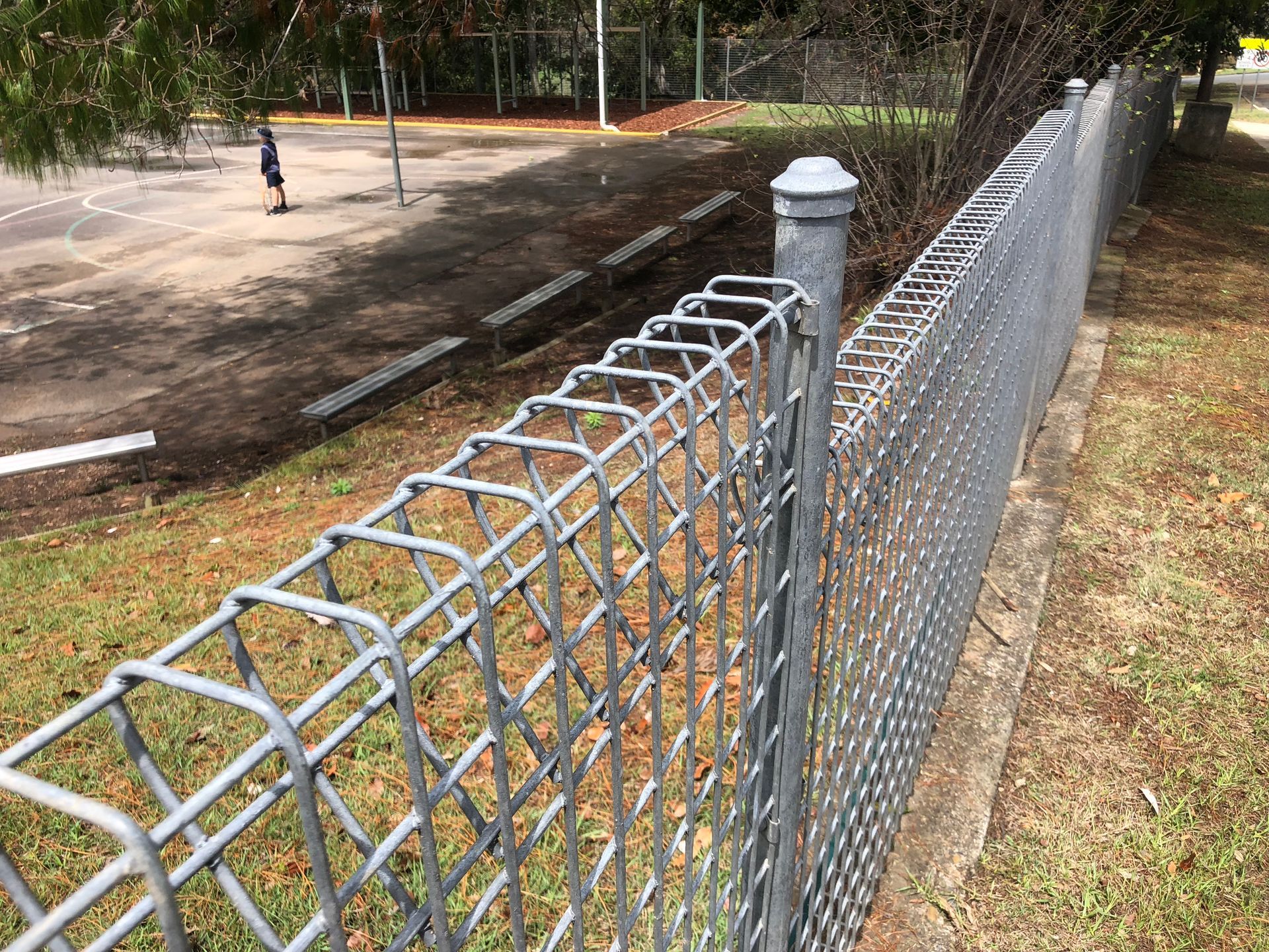 Chain-link Fence Bordering a Grassy Area and a Paved Road — Fencer Steve In Kempsey, NSW