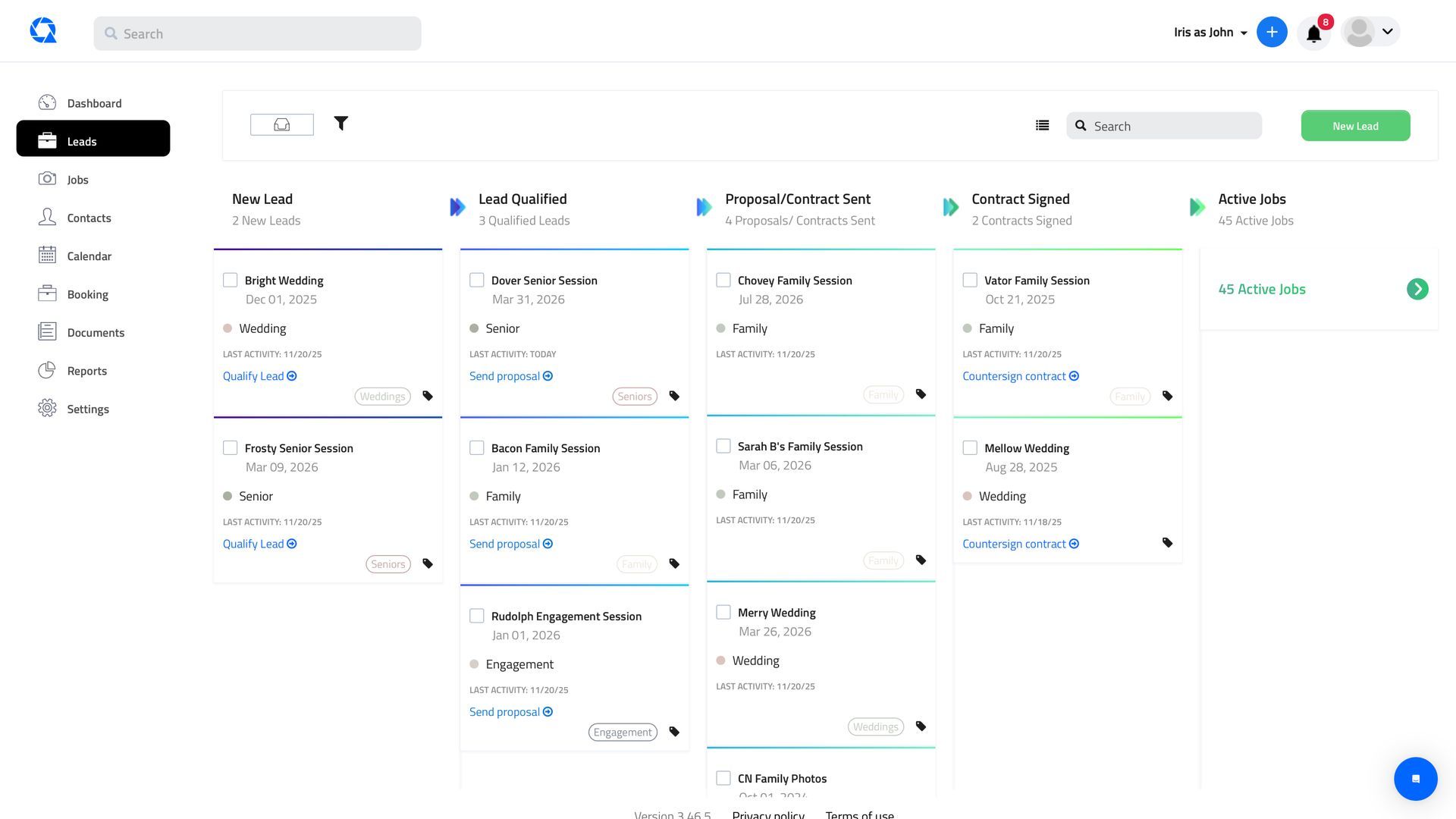 A screenshot of the dashboard of a website.