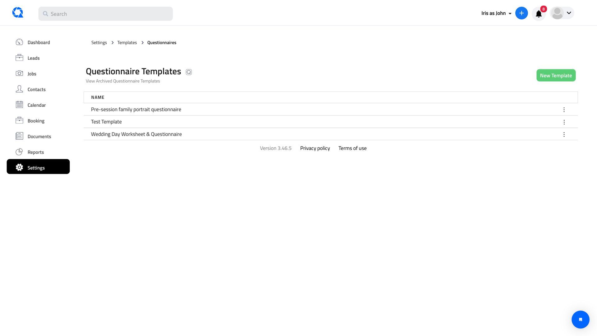 A screenshot of the dashboard of a website.