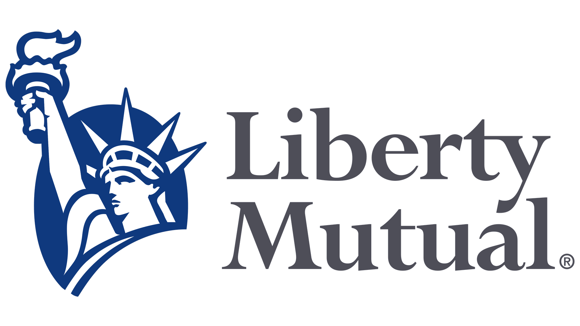 Liberty Mutual logo featuring the Statue of Liberty's head and torch, with dark blue and gray text.
