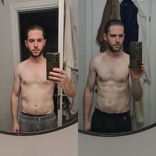 Transformation of a client who achieved significant fitness results with Yonatan Tyk personalized training & nutrition program.