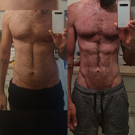 Transformation of a client who achieved significant fitness results with Yonatan Tyk personalized training & nutrition program.