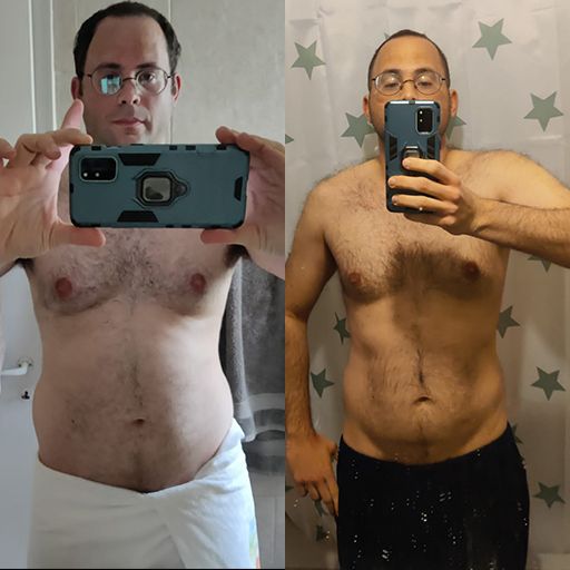 Client transformation after completing a 12-week fitness program with Yonatan Tyk.
