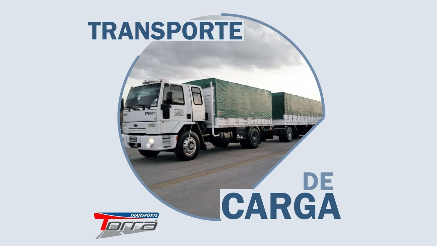 Camión blanco que transporta carga en una carretera; el texto dice 