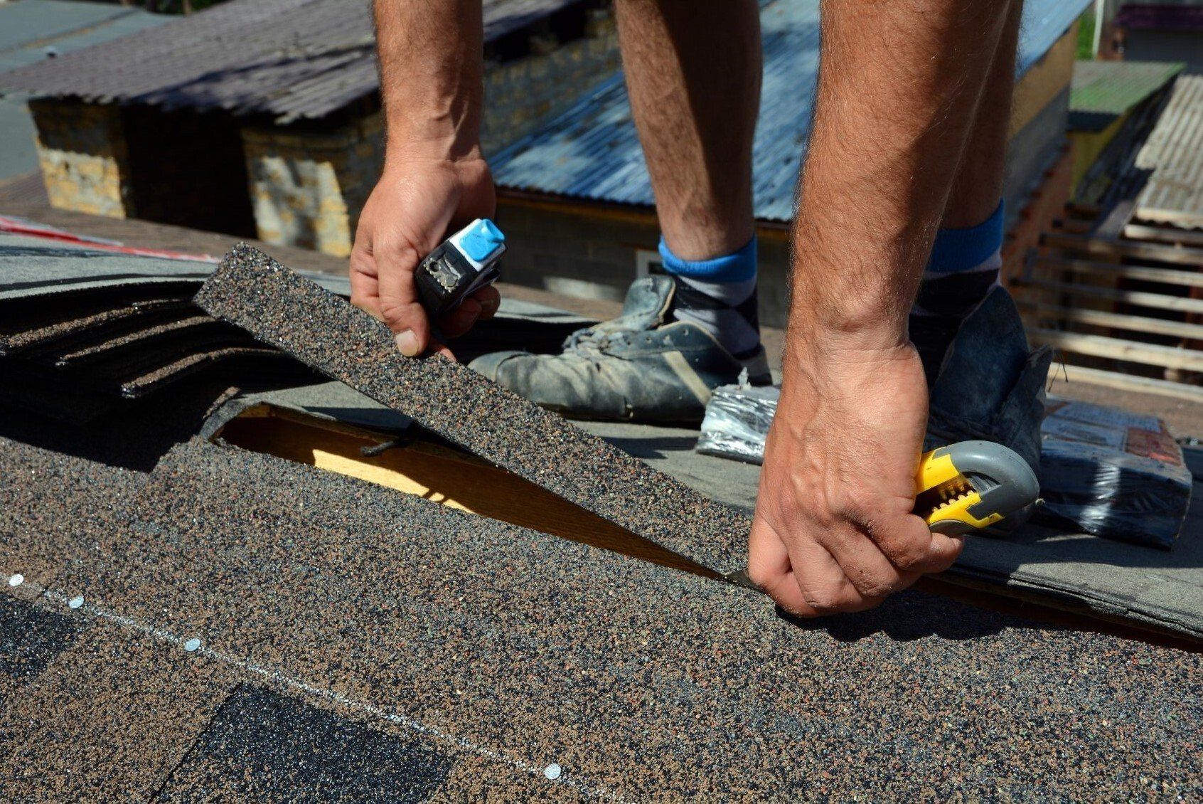 Roofing install on sunny day by Langley Handyman