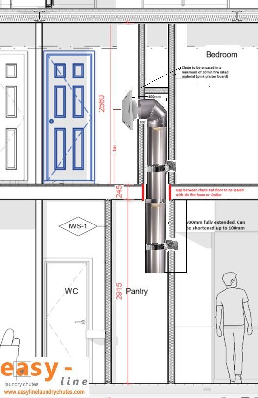 Laundry chute installation diagram illustration