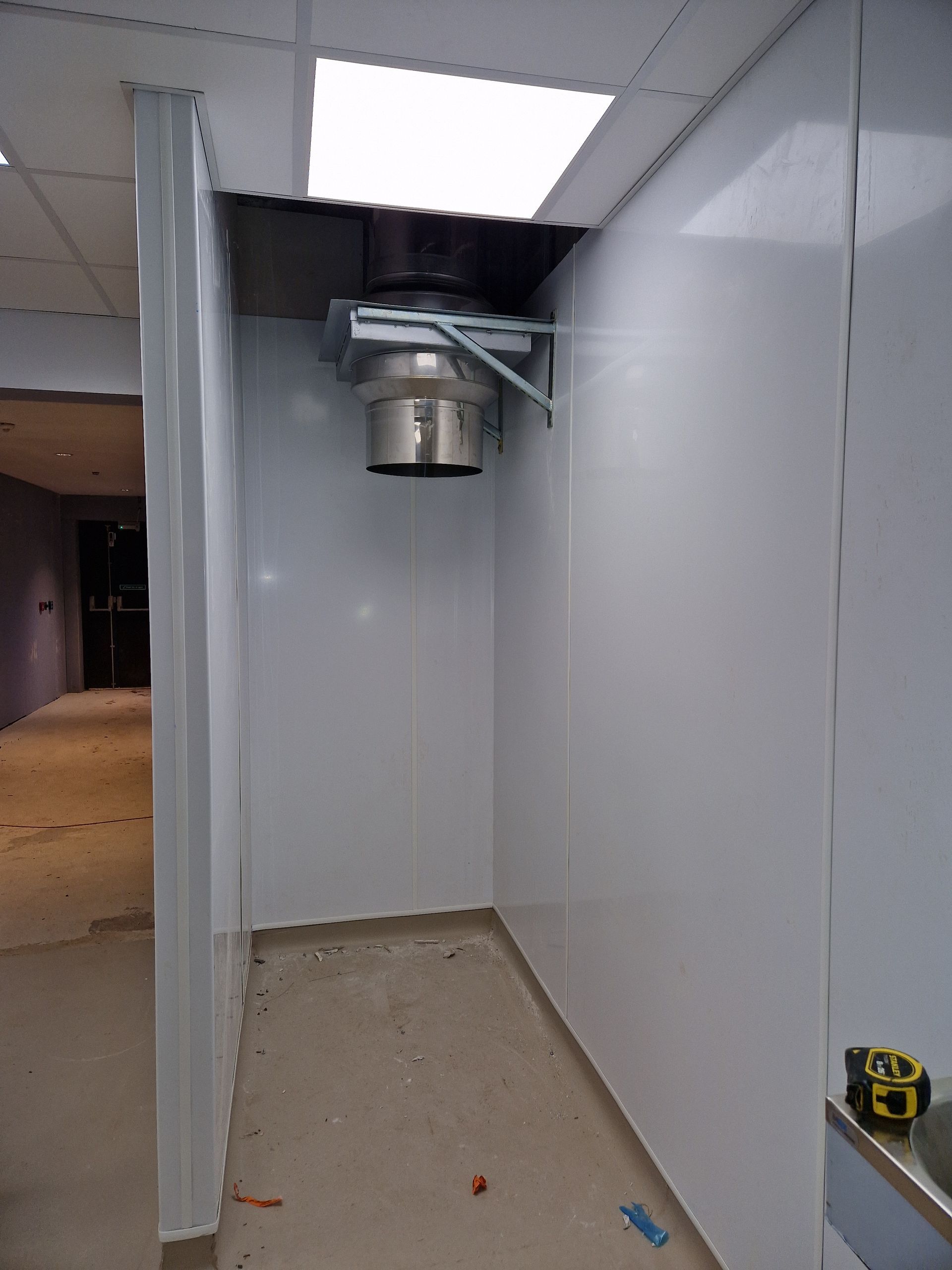 View of the damper installation during the second fix