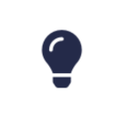 A blue light bulb icon on a white background.