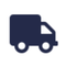 A blue delivery truck icon on a white background.