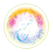 Ein Logo für Claudia Kosmetik mit einem Regenbogen in der Mitte
