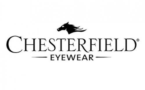 The logo for chesterfield eyewear has a horse on it.