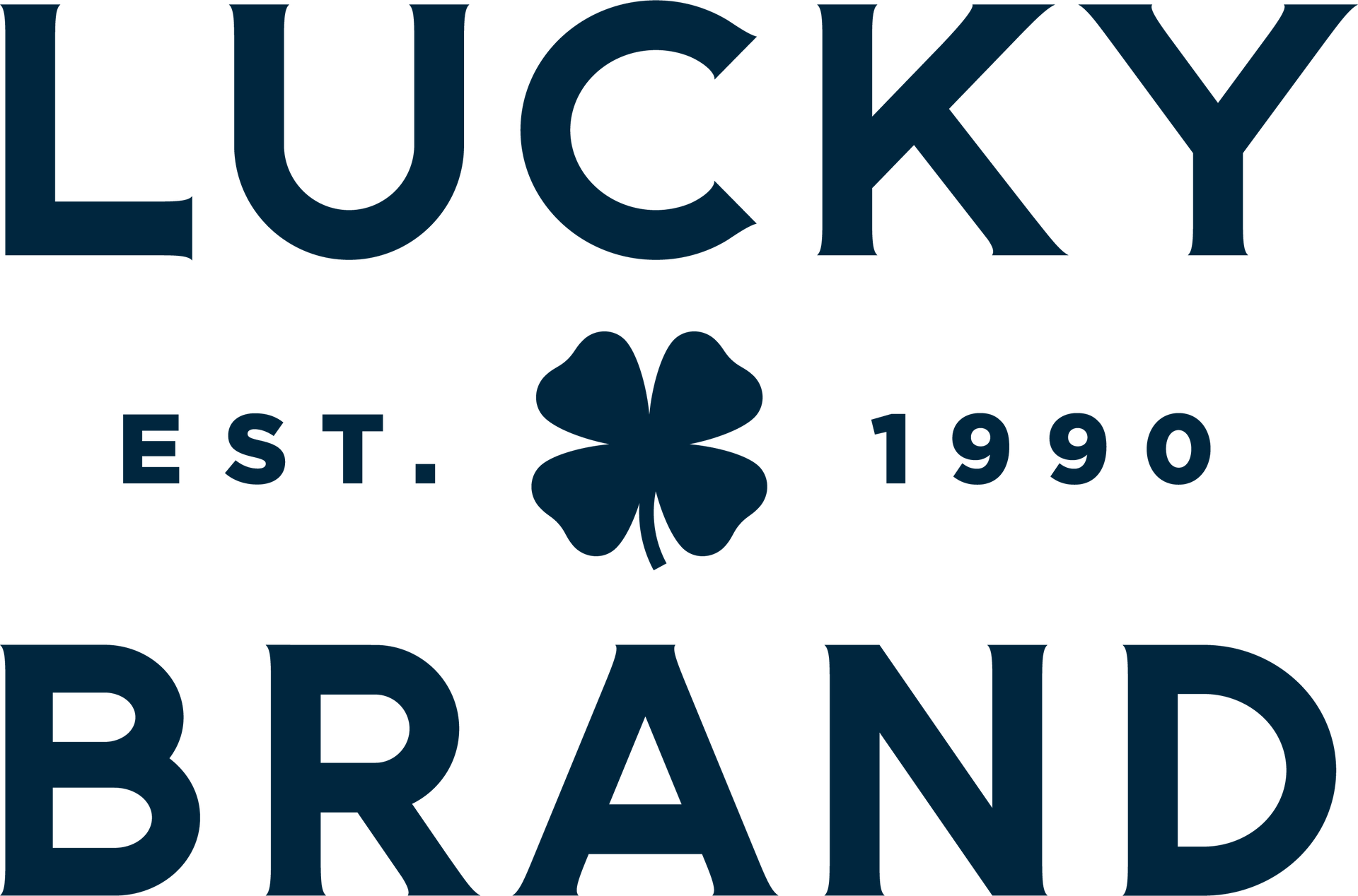A logo for lucky brand with a clover on it