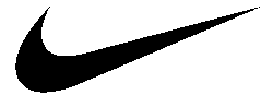 A black nike swoosh on a white background