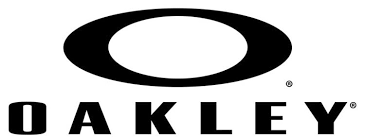 A black and white logo for oakley sunglasses on a white background.