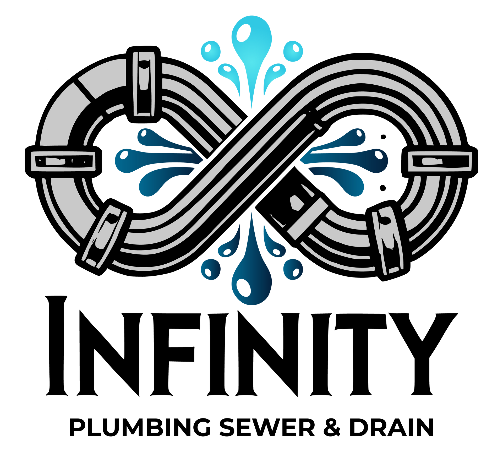 A logo for infinity plumbing sewer and drain