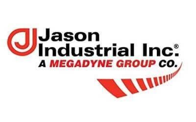 Logotipo de Jason Industrial Inc. con texto rojo y negro y una franja roja, “Una empresa del Grupo Megadyne”.