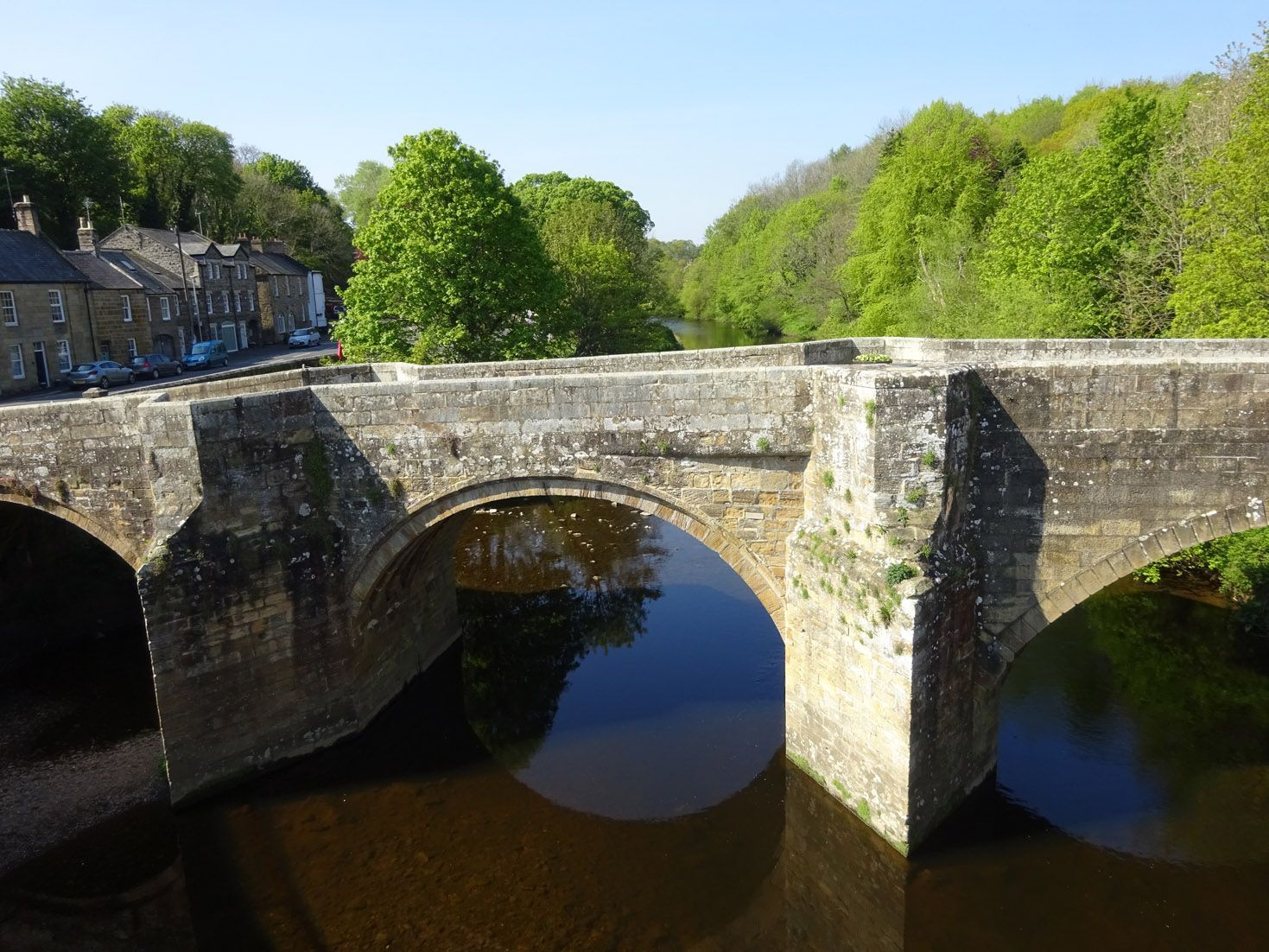 Grade two listed stone bridge over The River Coquet joining the villages of Felton and West Thirston.