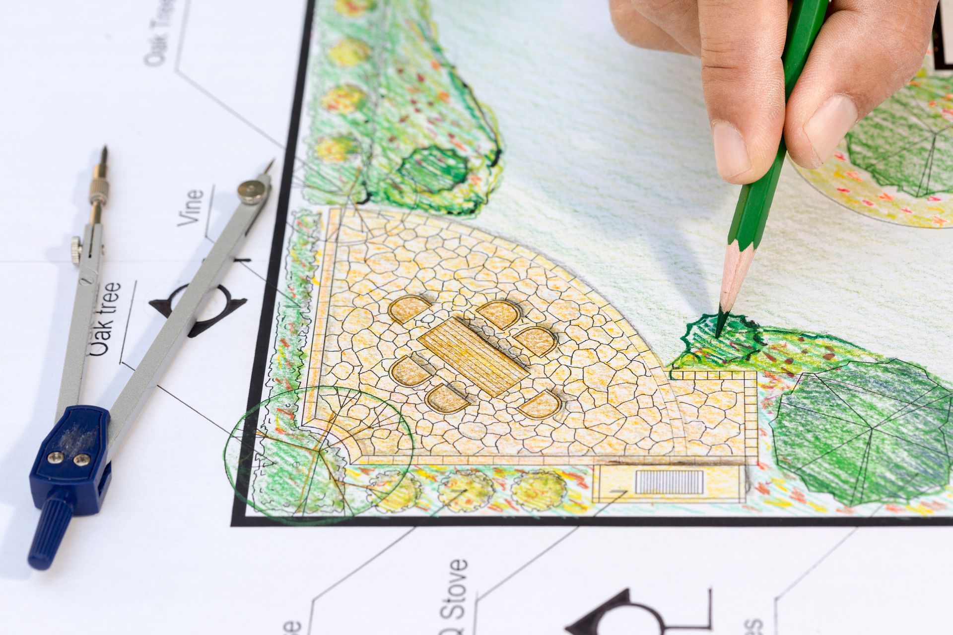 A landscape designer is designing a garden. A landscape designer is designing a garden.