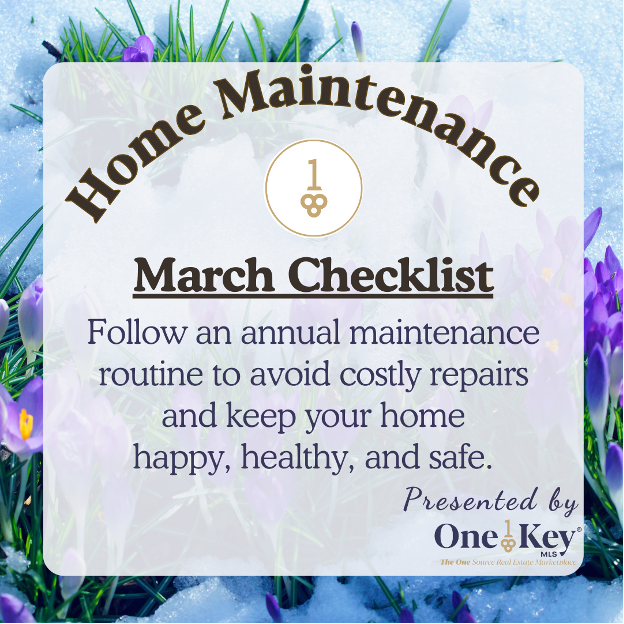 a poster that says home maintenance march checklist