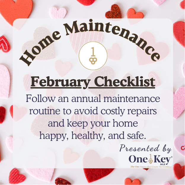 a poster that says home maintenance february checklist