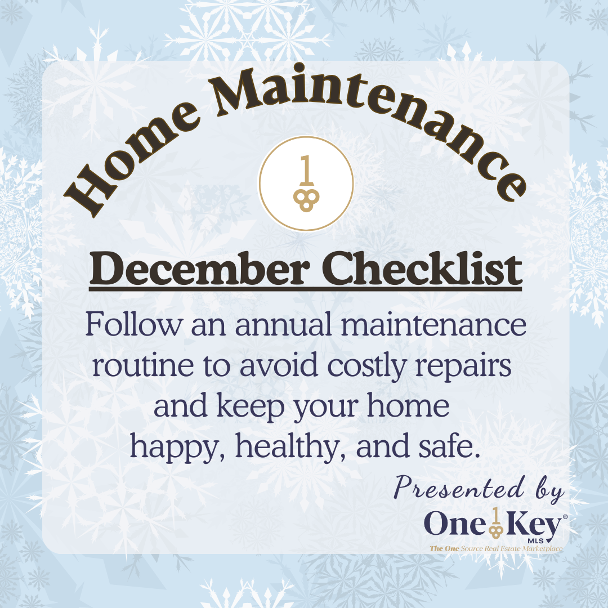 a poster that says home maintenance december checklist