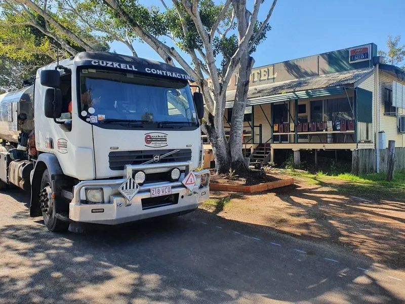 A White Truck in Front of a Hotel — Cuzkell Pty. Ltd in Cooroy, QLD