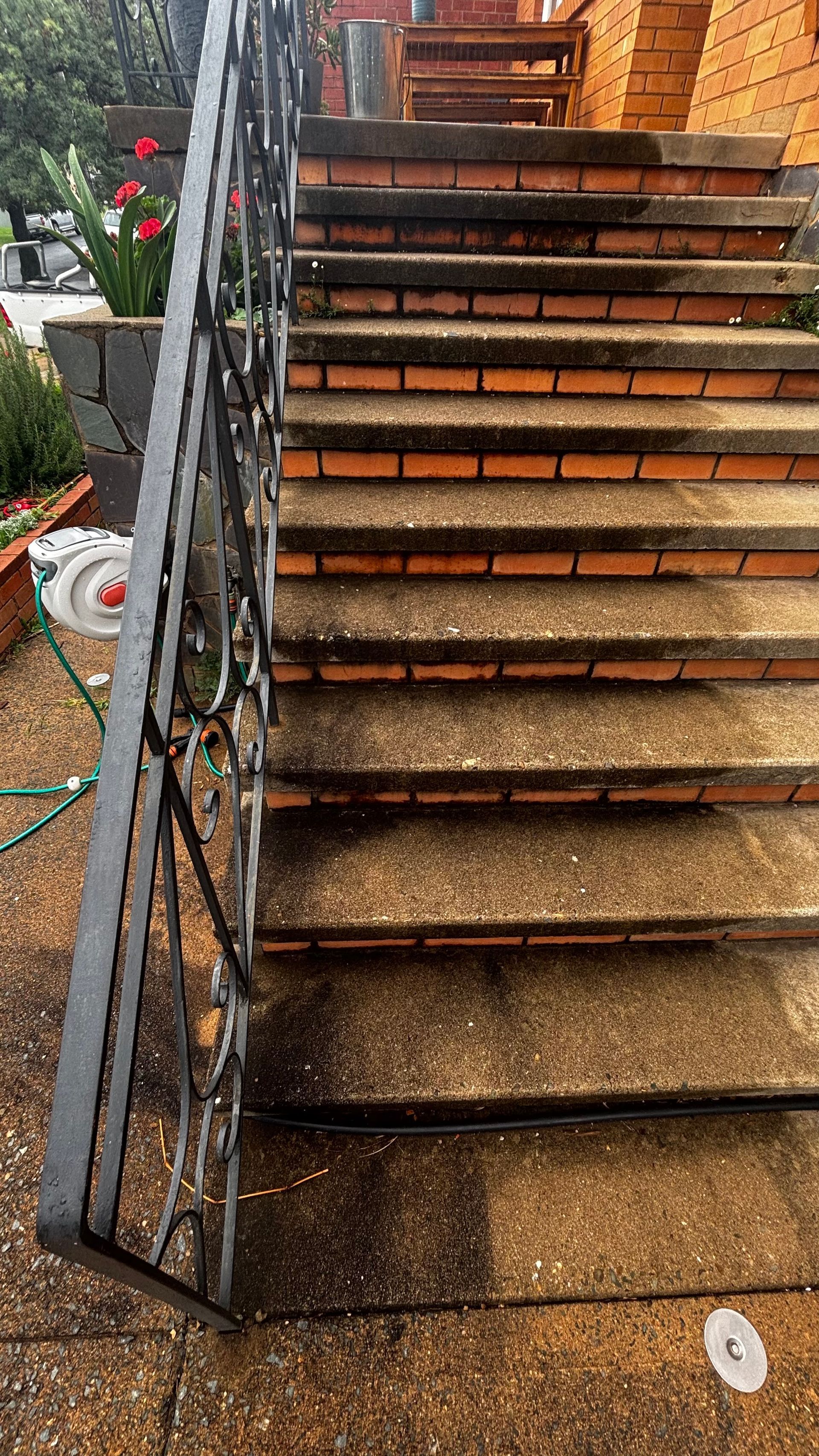 Outdoor Brick Staircase With Stone Treads — Pressure Perfect Cleaning Solutions in Queanbeyan, NSW