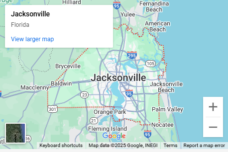 A google map shows the location of jacksonville florida